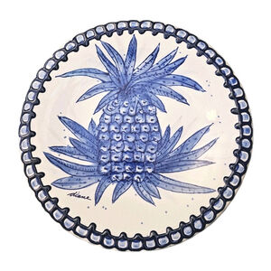 Vintage Blue & White Pineapple Hanging Plate Come Dream with Me by Diane Allen